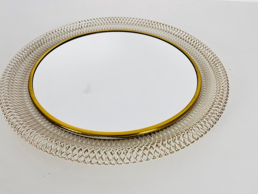 Round Brass Framed Wall Mirror, Italy, 1960s-PUK-1416524