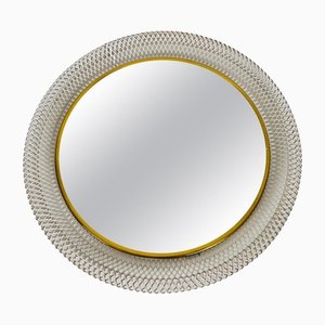 Round Brass Framed Wall Mirror, Italy, 1960s-PUK-1416524