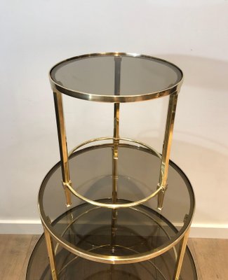 Round Brass Nesting Tables from Maison Ramsay, Set of 3-BA-1365350