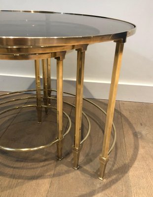 Round Brass Nesting Tables from Maison Ramsay, Set of 3-BA-1365350