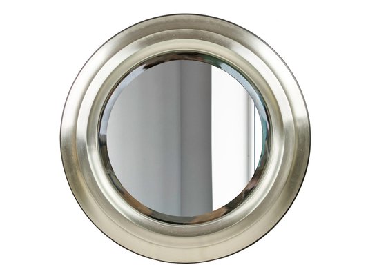 Round Brass & Nickel Plated Metal Mirrors, 1960s, Set of 2-RD-1819550