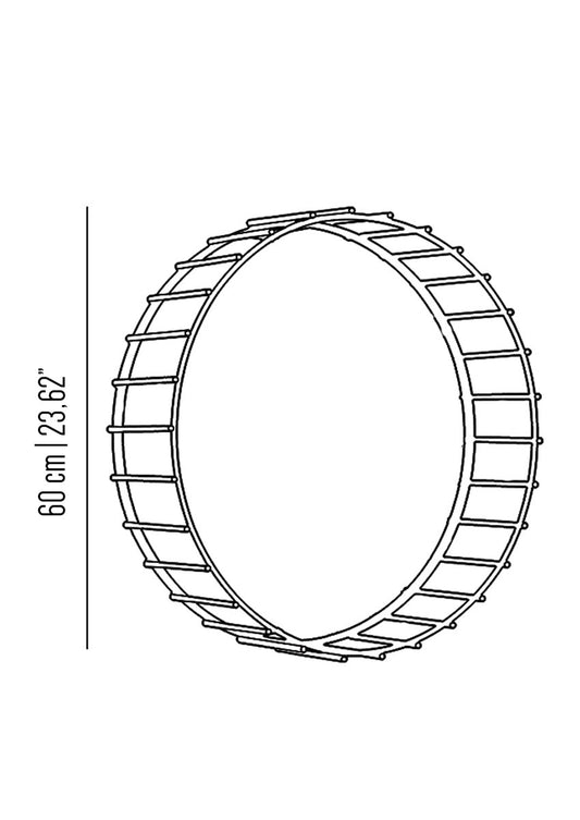 Round Cage Mirror with Linear Design by Niccolo De Ruvo for Brass Brothers