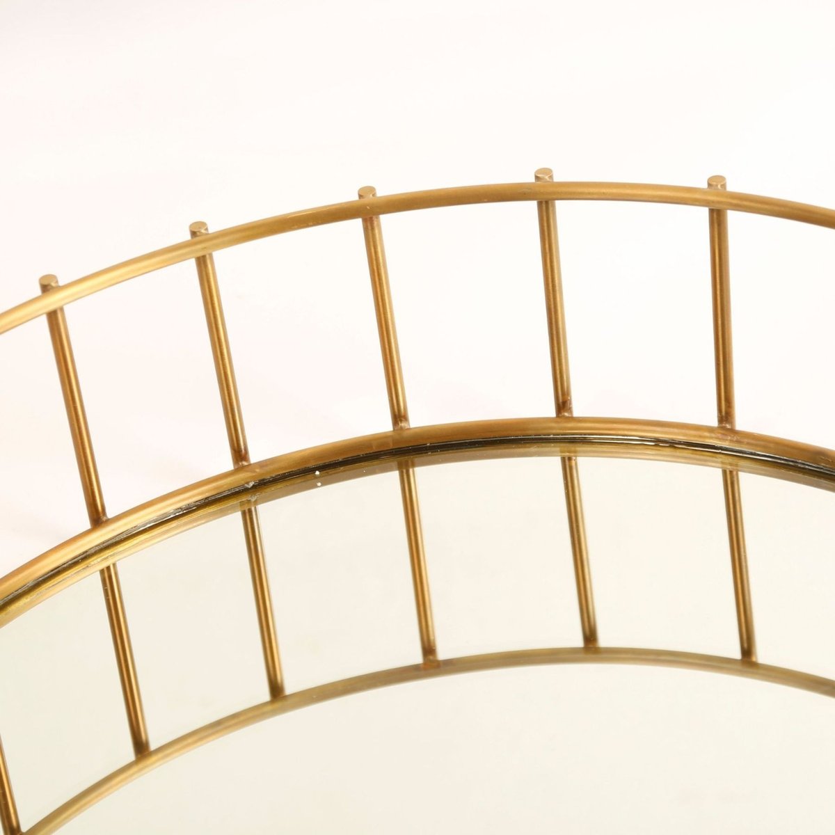 Round Cage Mirror with Linear Design by Niccolo De Ruvo for Brass Brothers