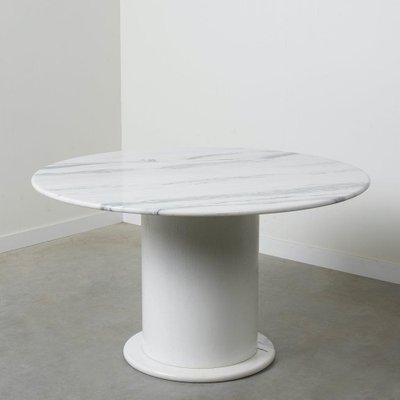 Round Carrara Marble Dining Table, 1970s-TWF-1813369