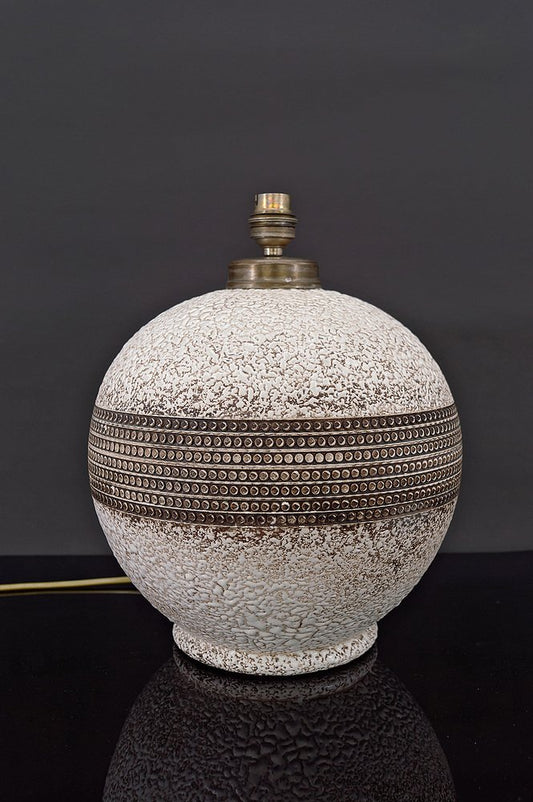 Round Ceramic Table Lamp in the style of Besnard, France, 1930s