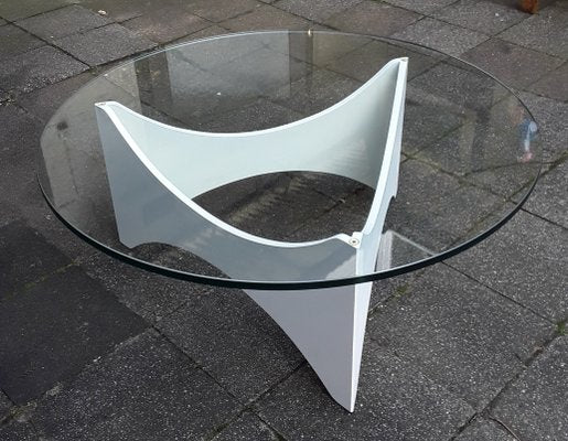 Round Chipboard & Glass Coffee Table, 1970s-HOI-842198