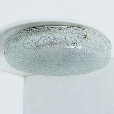 Round Clear Textured Glass Flush Mount, Limburg, 1970s-VDW-2036503