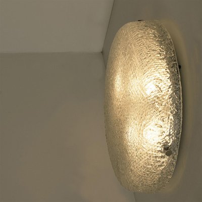 Round Clear Textured Glass Flush Mount, Limburg, 1970s-VDW-2036503