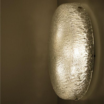 Round Clear Textured Glass Flush Mount, Limburg, 1970s-VDW-2036503