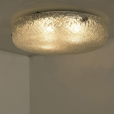 Round Clear Textured Glass Flush Mount, Limburg, 1970s-VDW-2036503