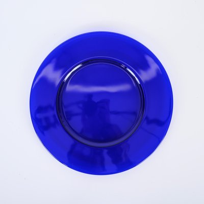 Round Cobalt Blue Murano Glass Dinner Plates, Italy, 1980s, Set of 6-JDR-1704299