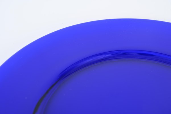 Round Cobalt Blue Murano Glass Dinner Plates, Italy, 1980s, Set of 6-JDR-1704299