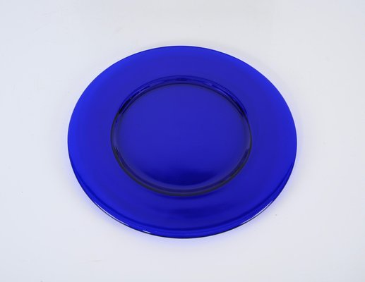 Round Cobalt Blue Murano Glass Dinner Plates, Italy, 1980s, Set of 6-JDR-1704299