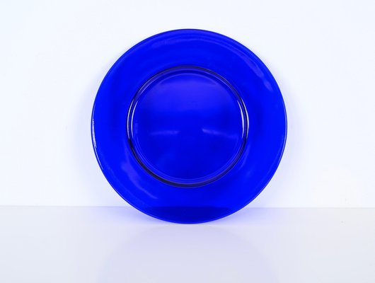 Round Cobalt Blue Murano Glass Dinner Plates, Italy, 1980s, Set of 6-JDR-1704299