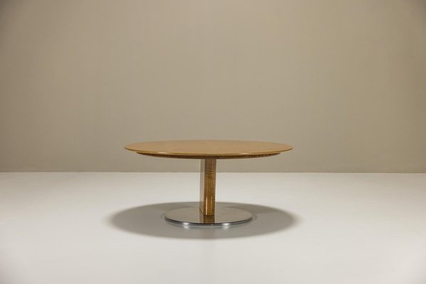 Round Coffee Table in Birds Eye Maple and Aluminum by Sergio Saporiti, Italy, 1980s-UQV-1791009