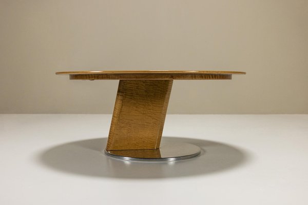 Round Coffee Table in Birds Eye Maple and Aluminum by Sergio Saporiti, Italy, 1980s-UQV-1791009