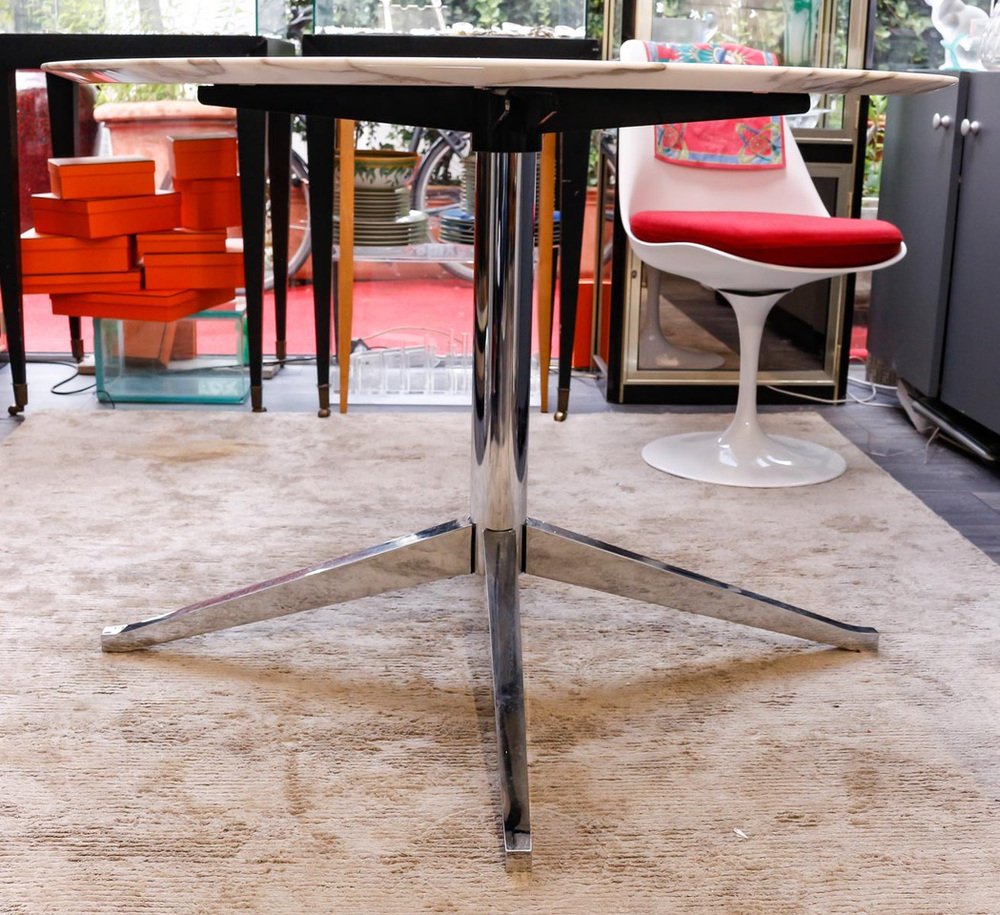 Round Coffee Table in Calacatta Oro Verde Marble by Florence Knoll, 1950s