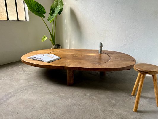 Round Coffee Table in Oak by Pierre Chapo, 1950s-WKI-2023682