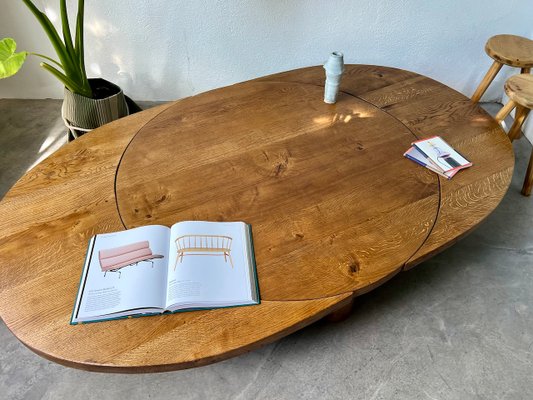 Round Coffee Table in Oak by Pierre Chapo, 1950s-WKI-2023682