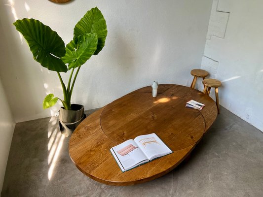 Round Coffee Table in Oak by Pierre Chapo, 1950s-WKI-2023682