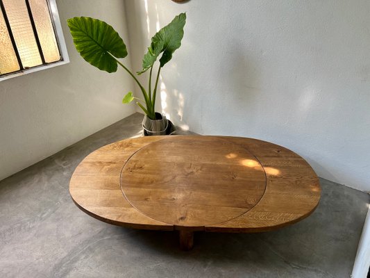 Round Coffee Table in Oak by Pierre Chapo, 1950s-WKI-2023682