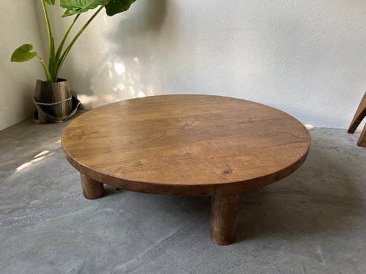 Round Coffee Table in Oak by Pierre Chapo, 1950s-WKI-2023682