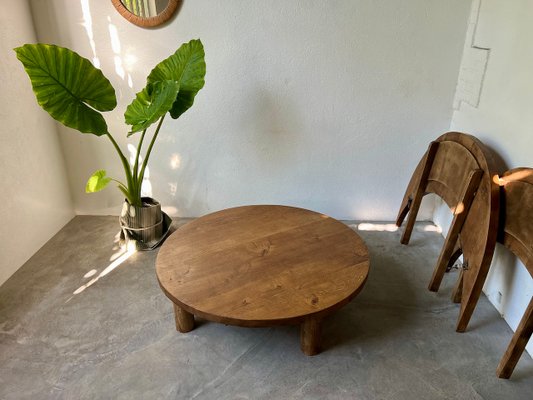 Round Coffee Table in Oak by Pierre Chapo, 1950s-WKI-2023682