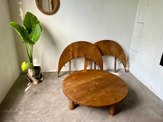 Round Coffee Table in Oak by Pierre Chapo, 1950s-WKI-2023682