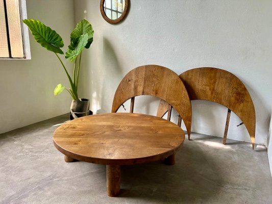 Round Coffee Table in Oak by Pierre Chapo, 1950s-WKI-2023682