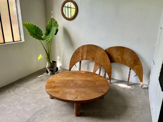 Round Coffee Table in Oak by Pierre Chapo, 1950s-WKI-2023682