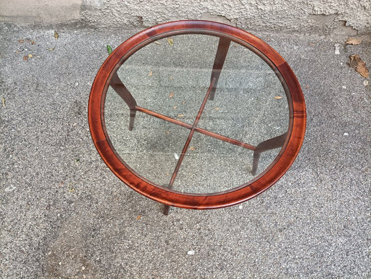 Round Coffee Table in Rosewood & Glass by Cesare Lacca, 1950s