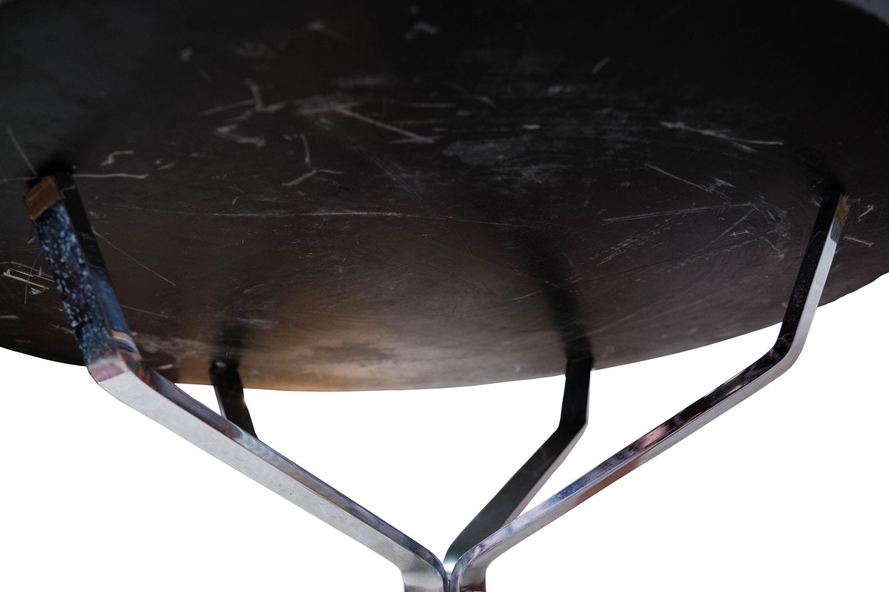 Round Coffee Table with Black Slate Plate by Sigurd Ressell Falcon