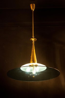 Round Crystal and Brass Chandelier by Max Ingrand for Fontana Arte, 1940s