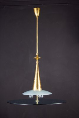 Round Crystal and Brass Chandelier by Max Ingrand for Fontana Arte, 1940s-MBH-1031863