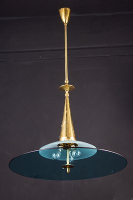 Round Crystal and Brass Chandelier by Max Ingrand for Fontana Arte, 1940s-MBH-1031863