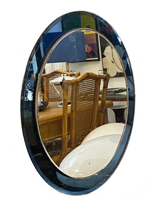 Round Crystal Art Wall Mirror, Italy, 1960s-YUW-1293635