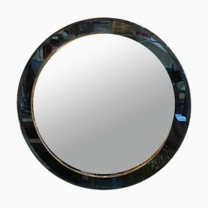 Round Crystal Art Wall Mirror, Italy, 1960s-YUW-1293635