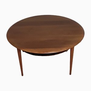 Round Danish Teak Minerva Coffee Table with Reed Storage Compartment by Peter Hvidt & Orla Molgaard-Nielsen for France & Son, 1960s-HOI-1408703