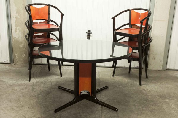 Round Dining Table & Armchairs, Set of 7-VQY-1371588