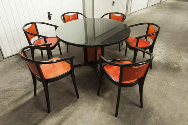 Round Dining Table & Armchairs, Set of 7-VQY-1371588