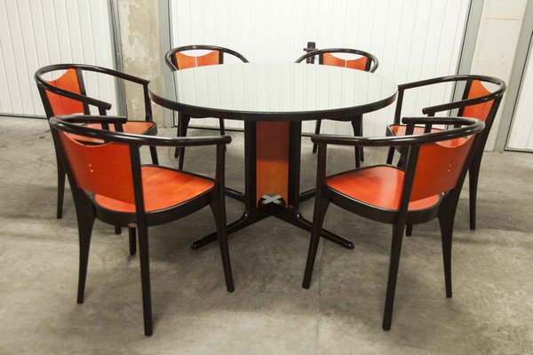 Round Dining Table & Armchairs, Set of 7-VQY-1371588