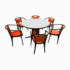 Round Dining Table & Armchairs, Set of 7-VQY-1371588