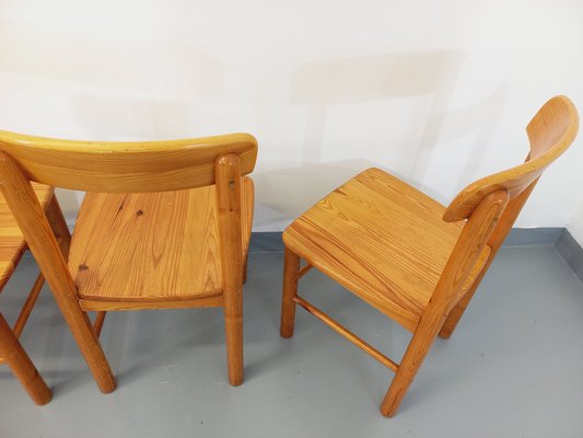 Round Dining Table & Chairs in Pine, 1970s, Set of 5-AHO-1736964