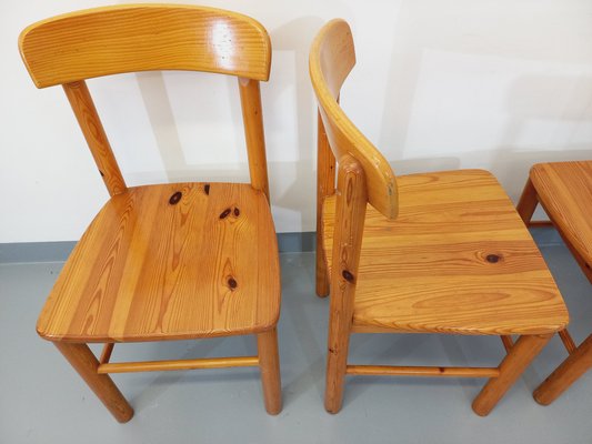 Round Dining Table & Chairs in Pine, 1970s, Set of 5-AHO-1736964