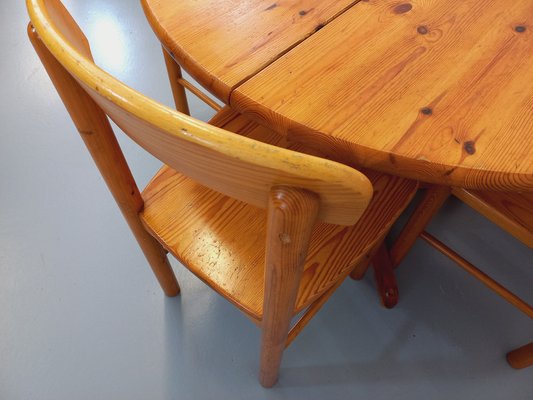 Round Dining Table & Chairs in Pine, 1970s, Set of 5-AHO-1736964