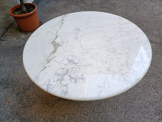 Round Dining Table in Crome Iron with White Carrara Marble Top, 1980s-OHK-1787062