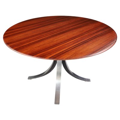 Round Dining Table in Walnut & Steel attributed to Osvaldo Borsani and Eugenio Gerli for Tecno, 1965-TRW-1797112