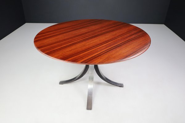 Round Dining Table in Walnut & Steel attributed to Osvaldo Borsani and Eugenio Gerli for Tecno, 1965-TRW-1797112