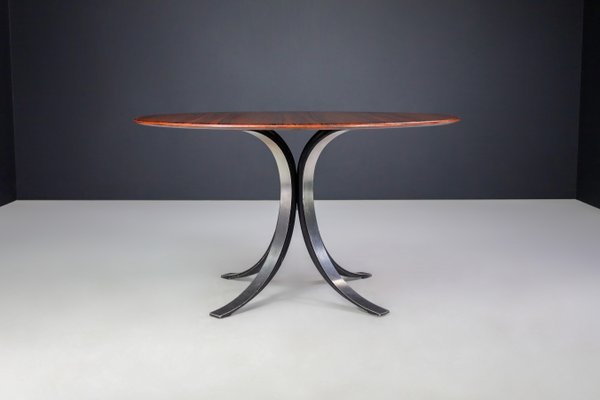 Round Dining Table in Walnut & Steel attributed to Osvaldo Borsani and Eugenio Gerli for Tecno, 1965-TRW-1797112