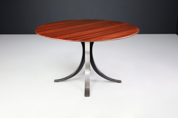 Round Dining Table in Walnut & Steel attributed to Osvaldo Borsani and Eugenio Gerli for Tecno, 1965-TRW-1797112